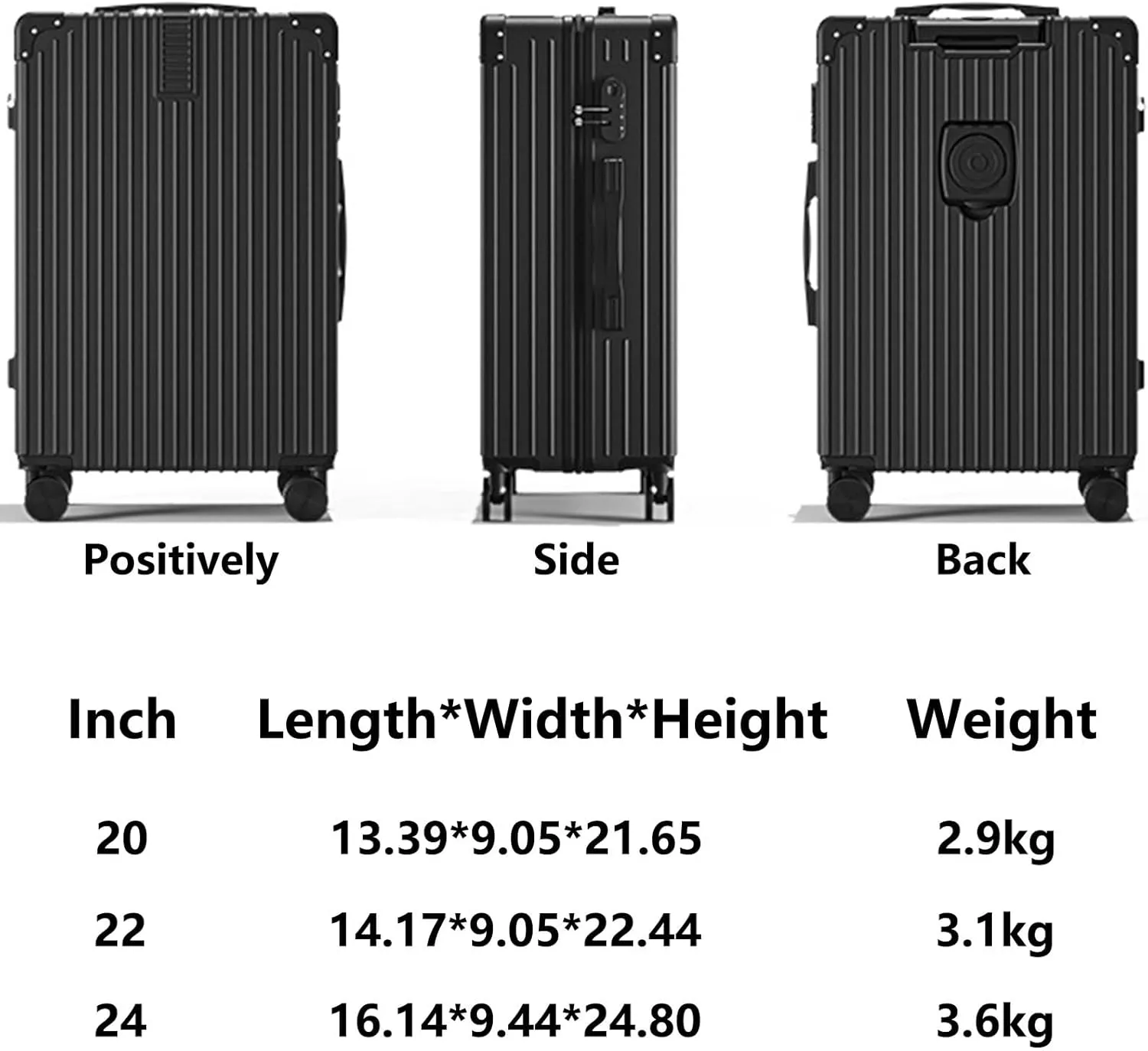 Luggage With Cup Holder, Space Separation Design, Hard Shell Trolley Case, Dustproof And Waterproof, For Going On A Trip, Learn (Color : 22, Size : Black White)