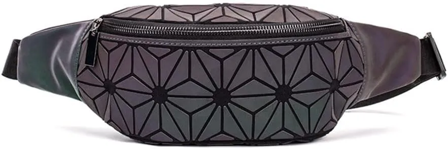 Luminous Waist Bag Outdoor Fanny Pack Laser Bum Bag Travel Beach Purse for Raves Music Festival (Flower Luminous)