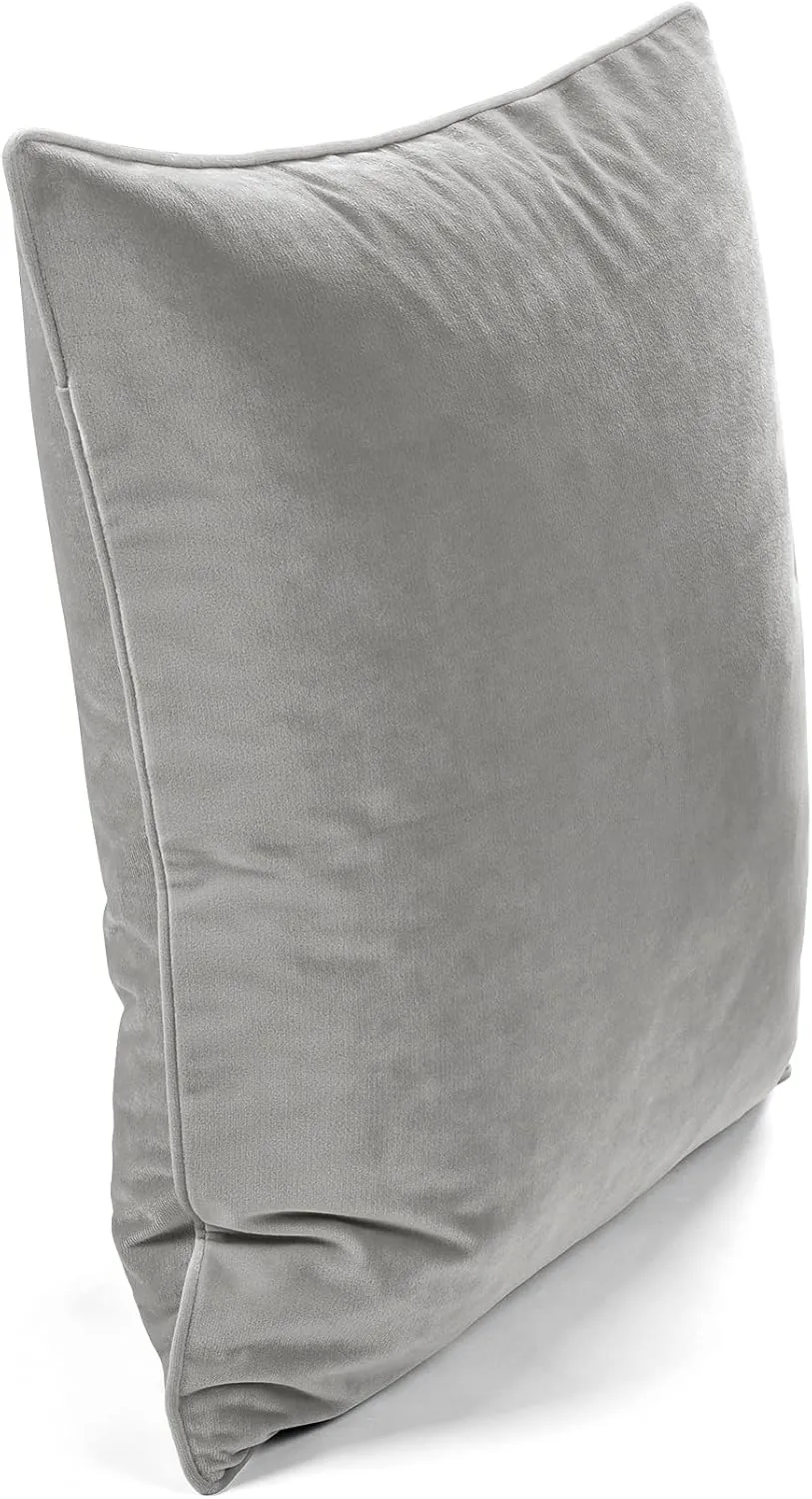 Lush Decor Velvet Solid Decorative Throw Pillow Covers, 2 Piece Set, 20" W x 20" L, Dark Gray - Square Pillow Cover - Throw Pillows For Bed, Couch, Or Chair