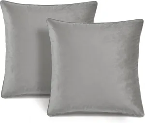 Lush Decor Velvet Solid Decorative Throw Pillow Covers, 2 Piece Set, 20" W x 20" L, Dark Gray - Square Pillow Cover - Throw Pillows For Bed, Couch, Or Chair