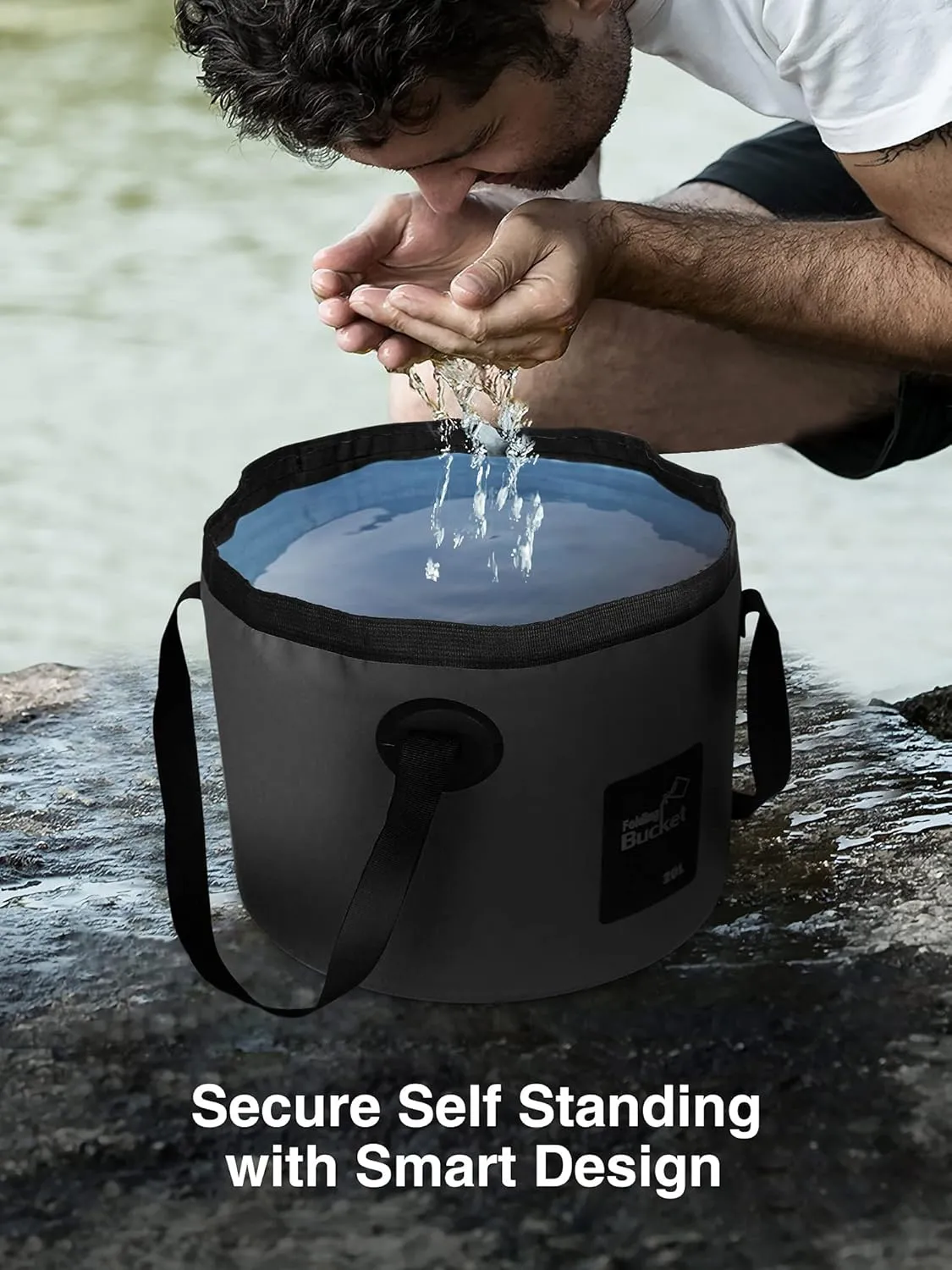 Luxtude Collapsible Bucket with Handle, 5 Gallon(20L), Portable & Ultra Lightweight Outdoor Basin Bucket, Folding Bucket for Fishing, Camping, Hiking