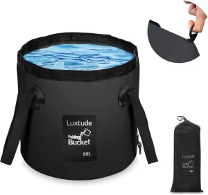 Luxtude Collapsible Bucket with Handle, 5 Gallon(20L), Portable & Ultra Lightweight Outdoor Basin Bucket, Folding Bucket for Fishing, Camping, Hiking