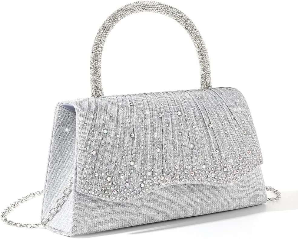 Luxury Evening Bag With Delicate Chain Pleated Handbag Shoulder Purse for Wedding Party and Celebrations