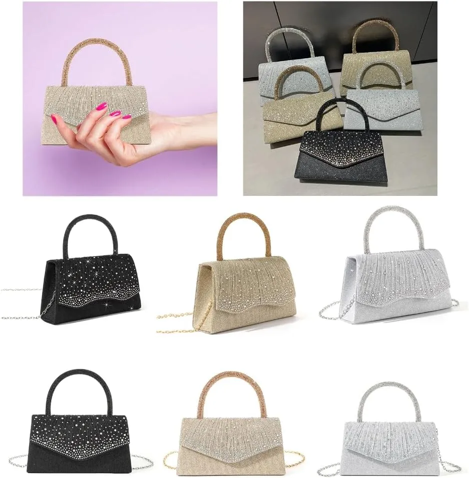 Luxury Evening Bag With Delicate Chain Pleated Handbag Shoulder Purse for Wedding Party and Celebrations