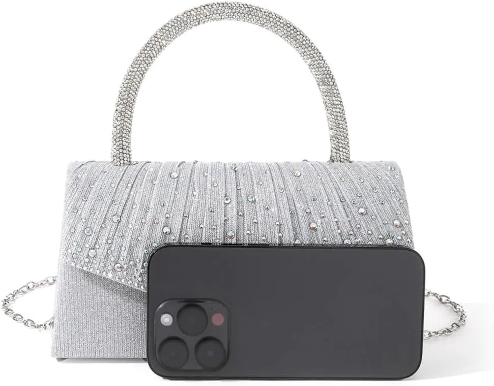 Luxury Evening Bag With Delicate Chain Pleated Handbag Shoulder Purse for Wedding Party and Celebrations
