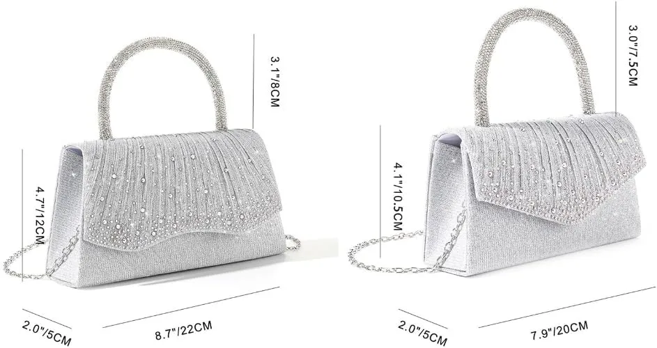 Luxury Evening Bag With Delicate Chain Pleated Handbag Shoulder Purse for Wedding Party and Celebrations