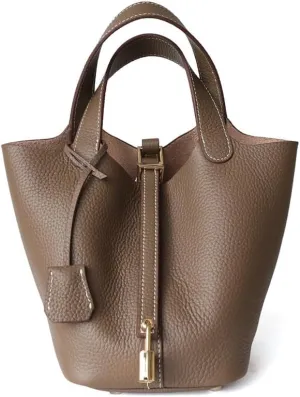 Luxury Leather Bucket Bag for Women - Spacious Cabbage Design, Premium Top-Grain Cowhide