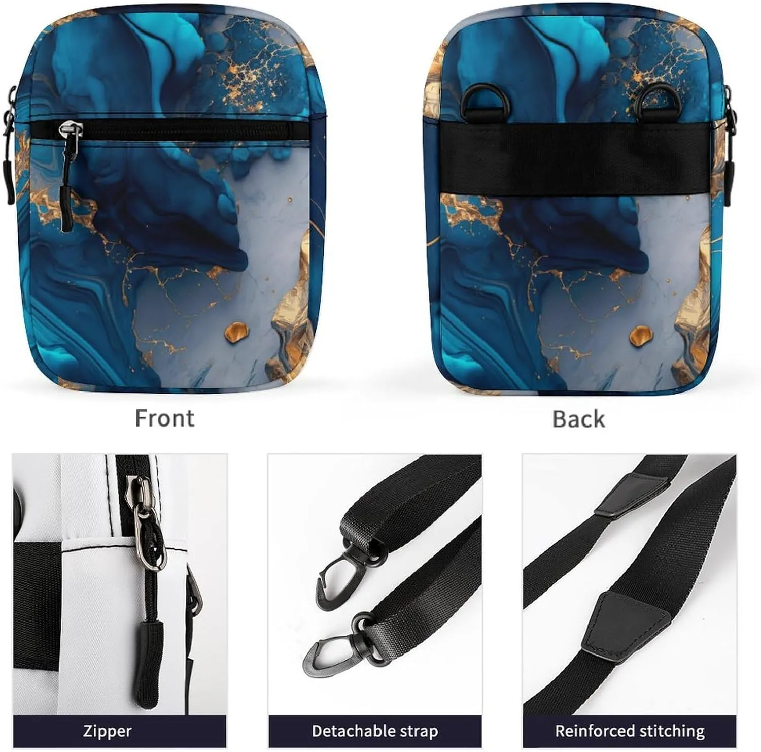 Luxury Marble Image Crossbody Bag Small Shoulder Bag Waterproof, Lightweight And Convenient