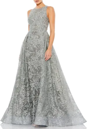 Mac Duggal Womens Embellished Embroidered Evening Dress