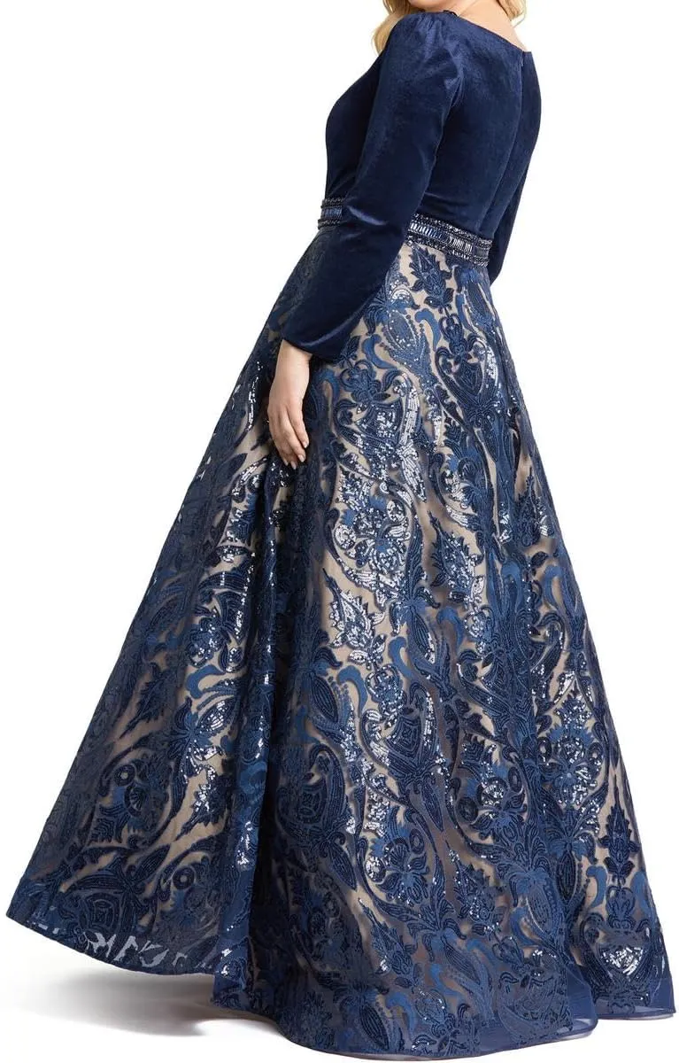 Mac Duggal Womens Plus Embellished Evening Dress