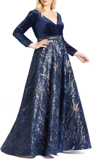 Mac Duggal Womens Plus Embellished Evening Dress