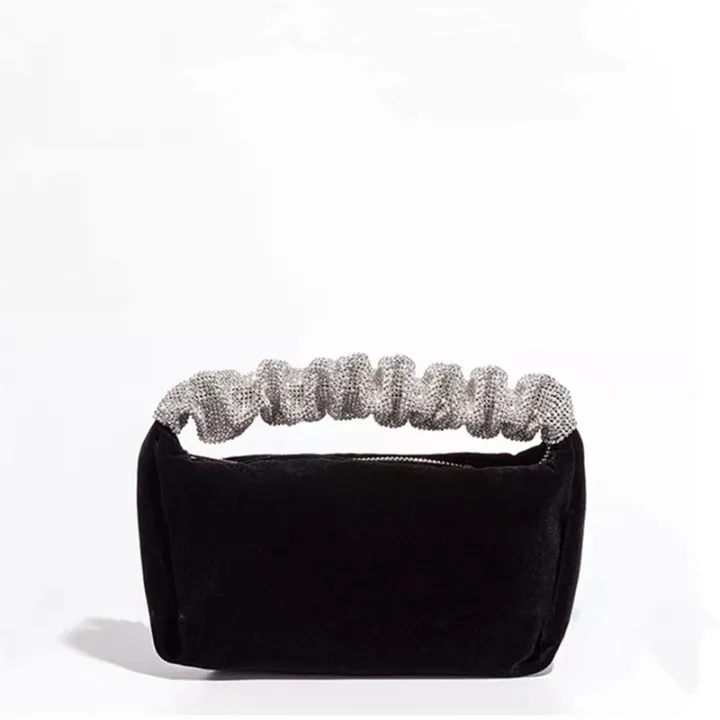 Maeve Sequin Handle Velvet Pouch Bag