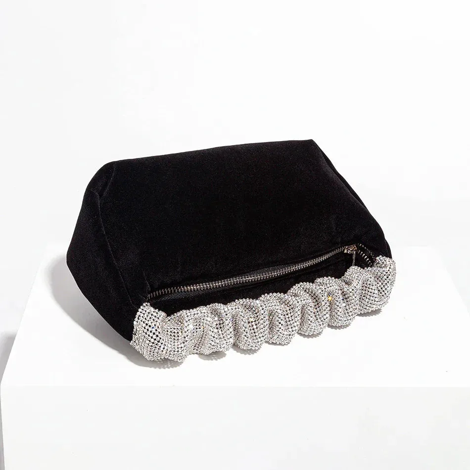 Maeve Sequin Handle Velvet Pouch Bag