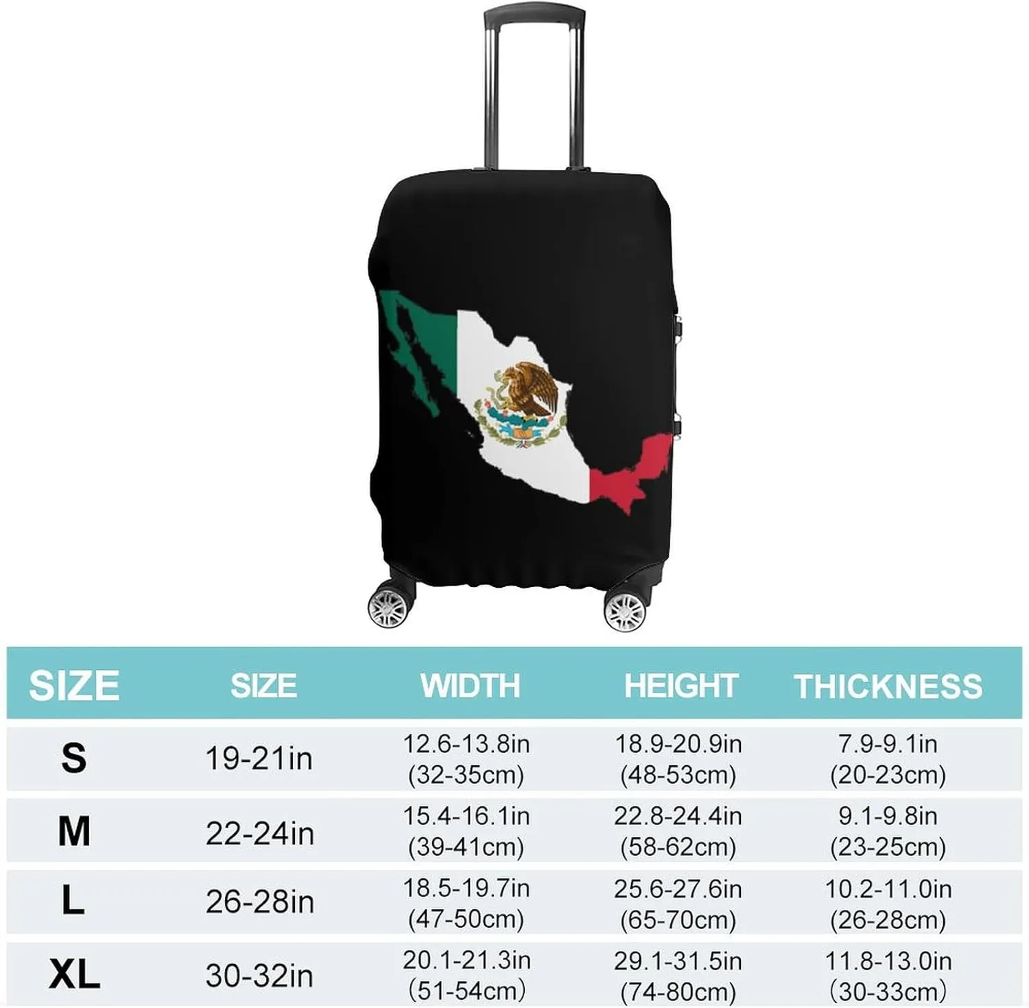 Map Flag of Mexico Funny Travel Luggage Case Cover Elastic Suitcase Protector Washable Baggage Covers Fits 19-32 Inch