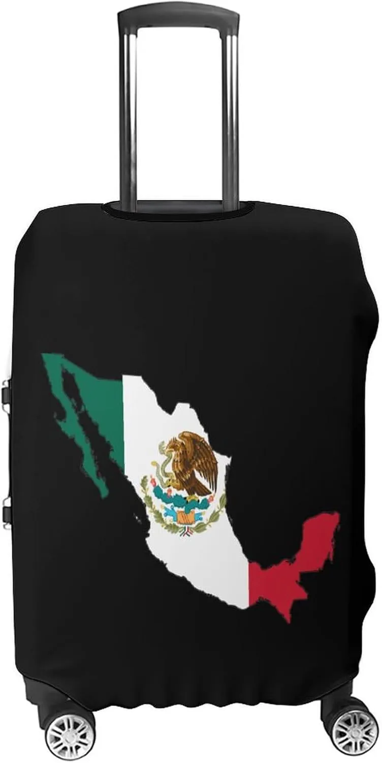 Map Flag of Mexico Funny Travel Luggage Case Cover Elastic Suitcase Protector Washable Baggage Covers Fits 19-32 Inch