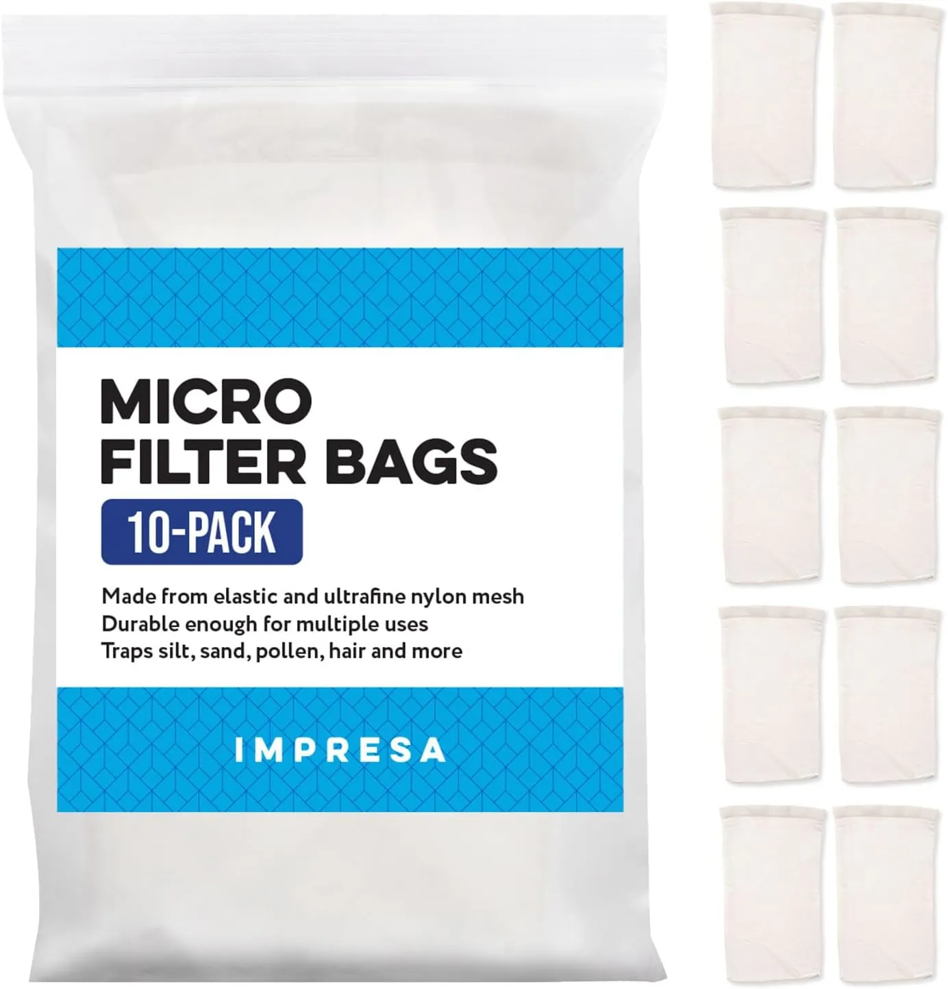 Maplefield Micro Filter Pool Vacuum Cleaner Bags - 10 Pack - Fits Water Tech Pool Blaster Vacuum Cleaners - Traps Fine Debris, Silt, Sand, Dirt and More