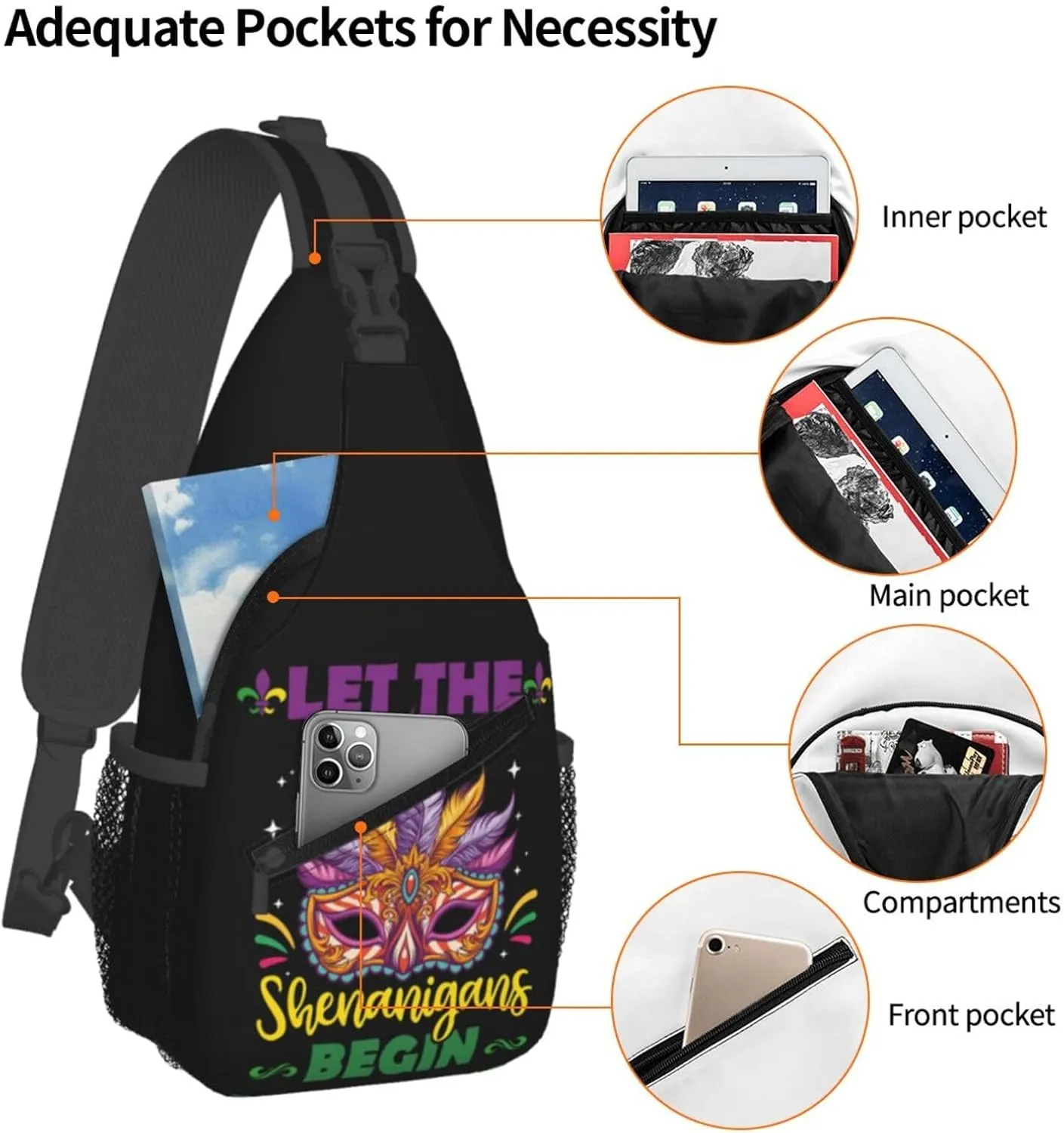 Mardi Gras Dear Liver Today Will Be A Rough One Sling Bag Crossbody Bag Casual Chest Bags Travel Shoulder Backpack