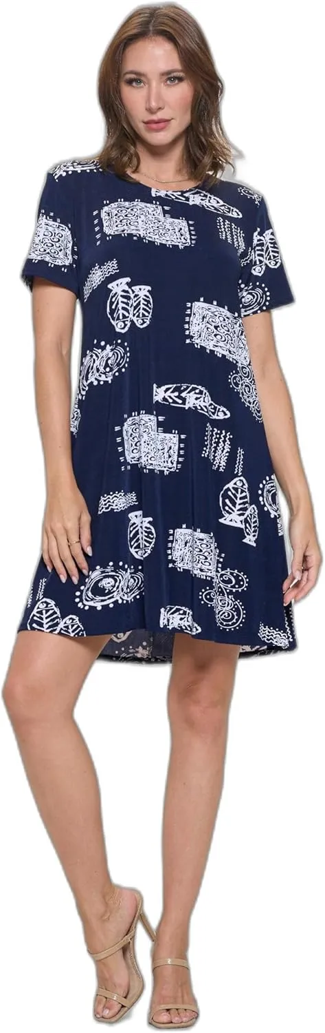 Marina Print Missy Dress Short Sleeve Print-7004BN-SRP1-W425