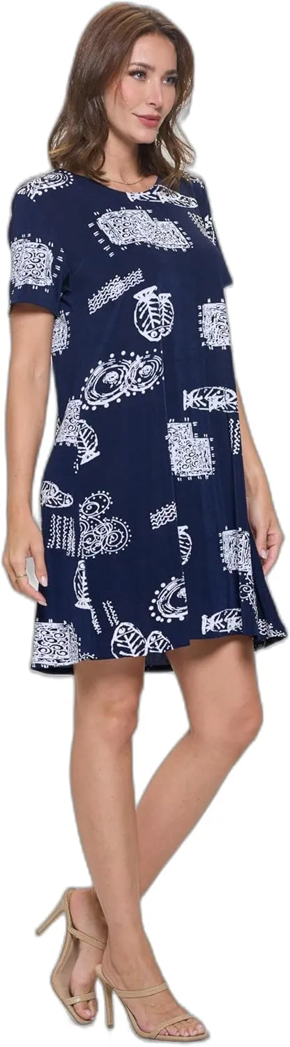 Marina Print Missy Dress Short Sleeve Print-7004BN-SRP1-W425