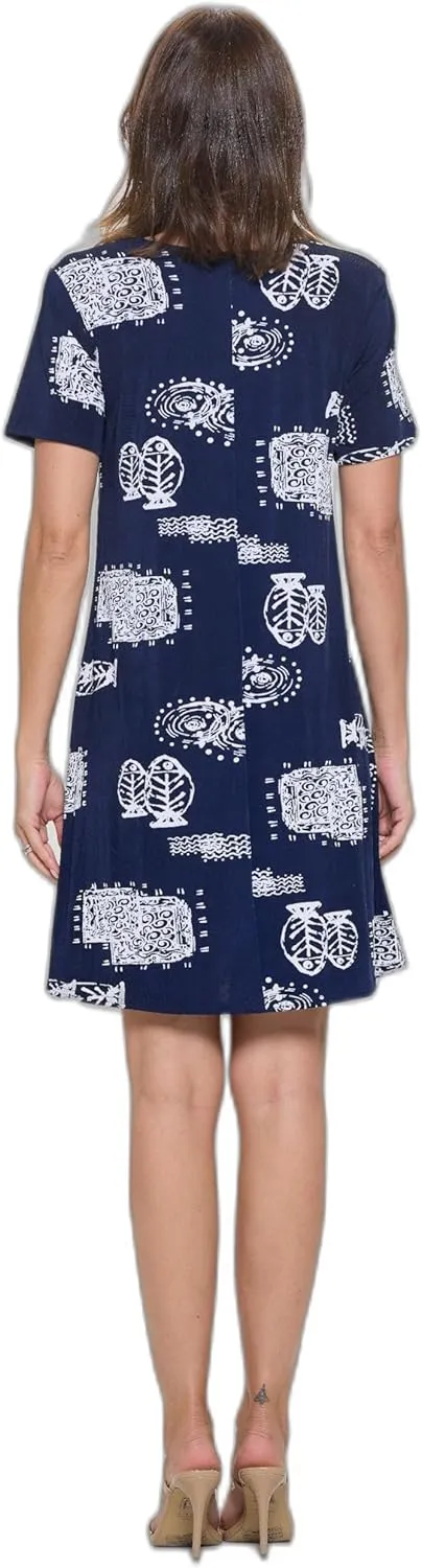 Marina Print Missy Dress Short Sleeve Print-7004BN-SRP1-W425