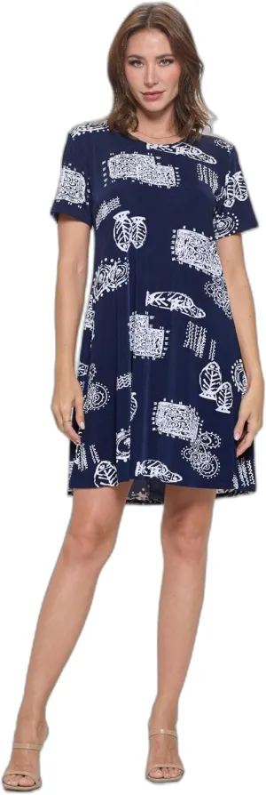 Marina Print Missy Dress Short Sleeve Print-7004BN-SRP1-W425
