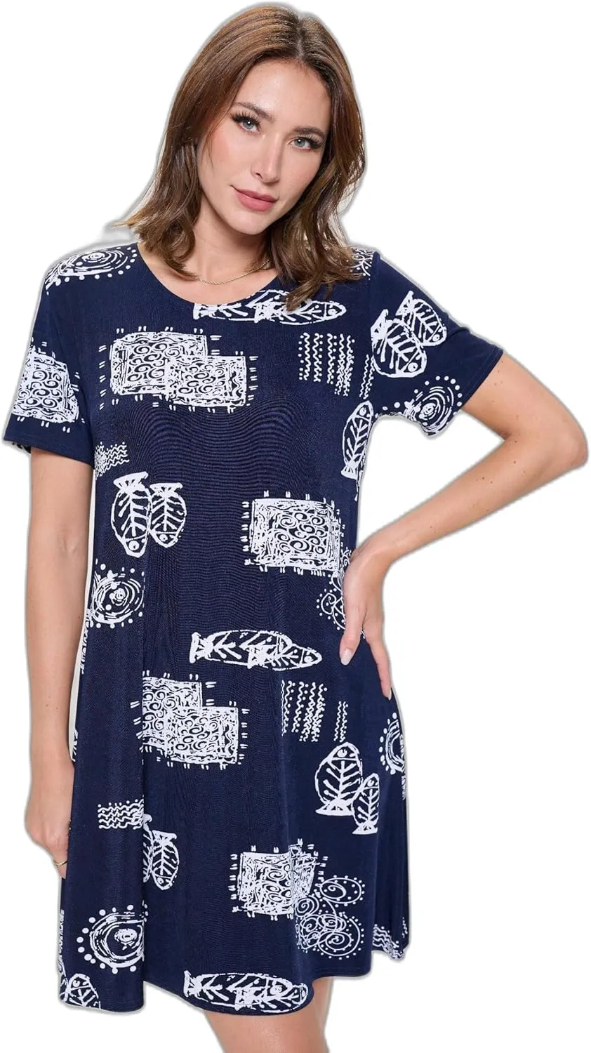 Marina Print Missy Dress Short Sleeve Print-7004BN-SRP1-W425