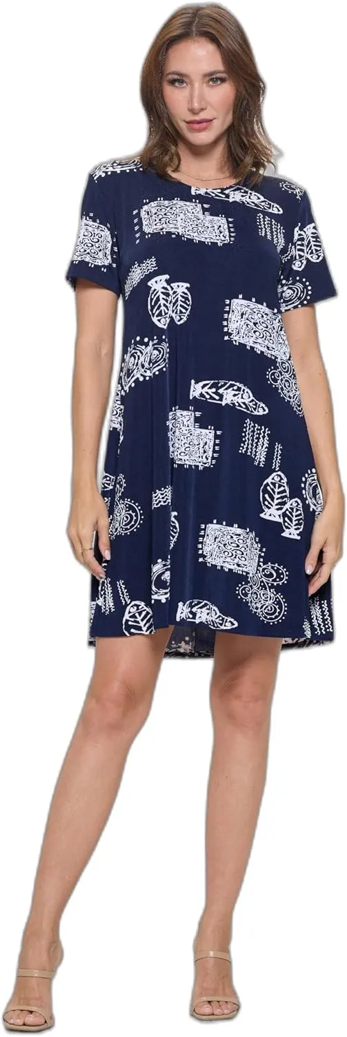 Marina Print Missy Dress Short Sleeve Print-7004BN-SRP1-W425