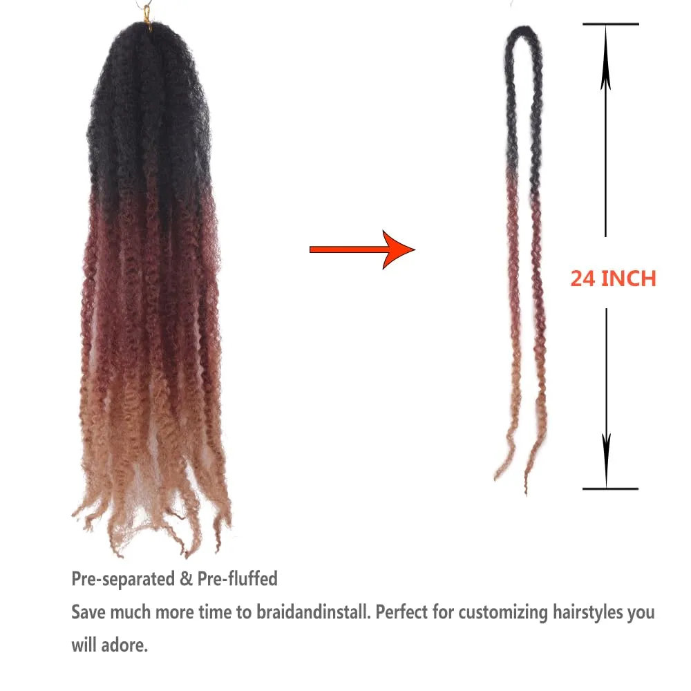 Marley Crochet Braids Hair 24 Inch 8 Packs Afro Kinky Marley Twist Braiding Hair Synthetic Curly Twist Marley Hair Long Springy Afro Twist Hair Extensions (TB/30/27#, 24 Inch (Pack of 8))