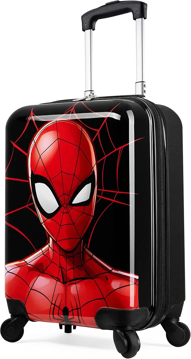 Marvel Spiderman Luggage Carry On Suitcase with Wheels Handle Kids Travel Bag 19" Vacation Essentials
