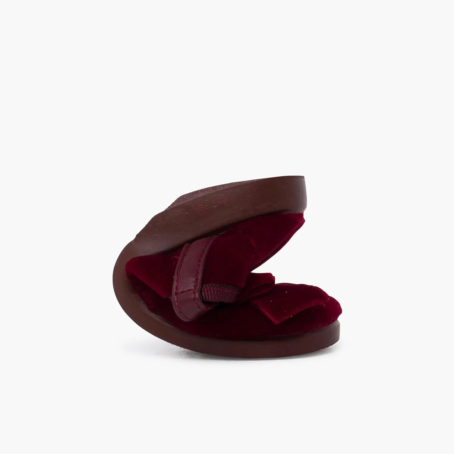 Mary Janes Leather-Type Strap Velvet Bow