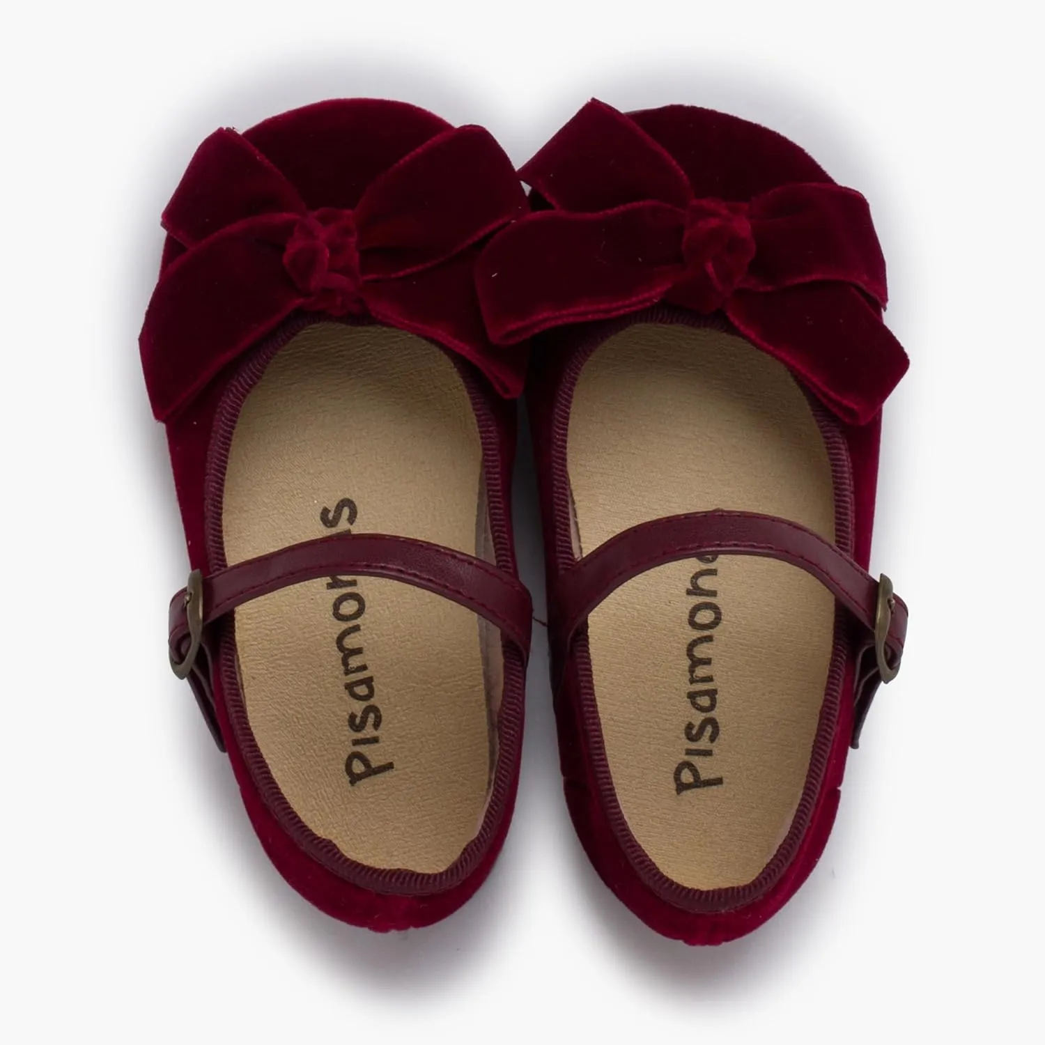 Mary Janes Leather-Type Strap Velvet Bow