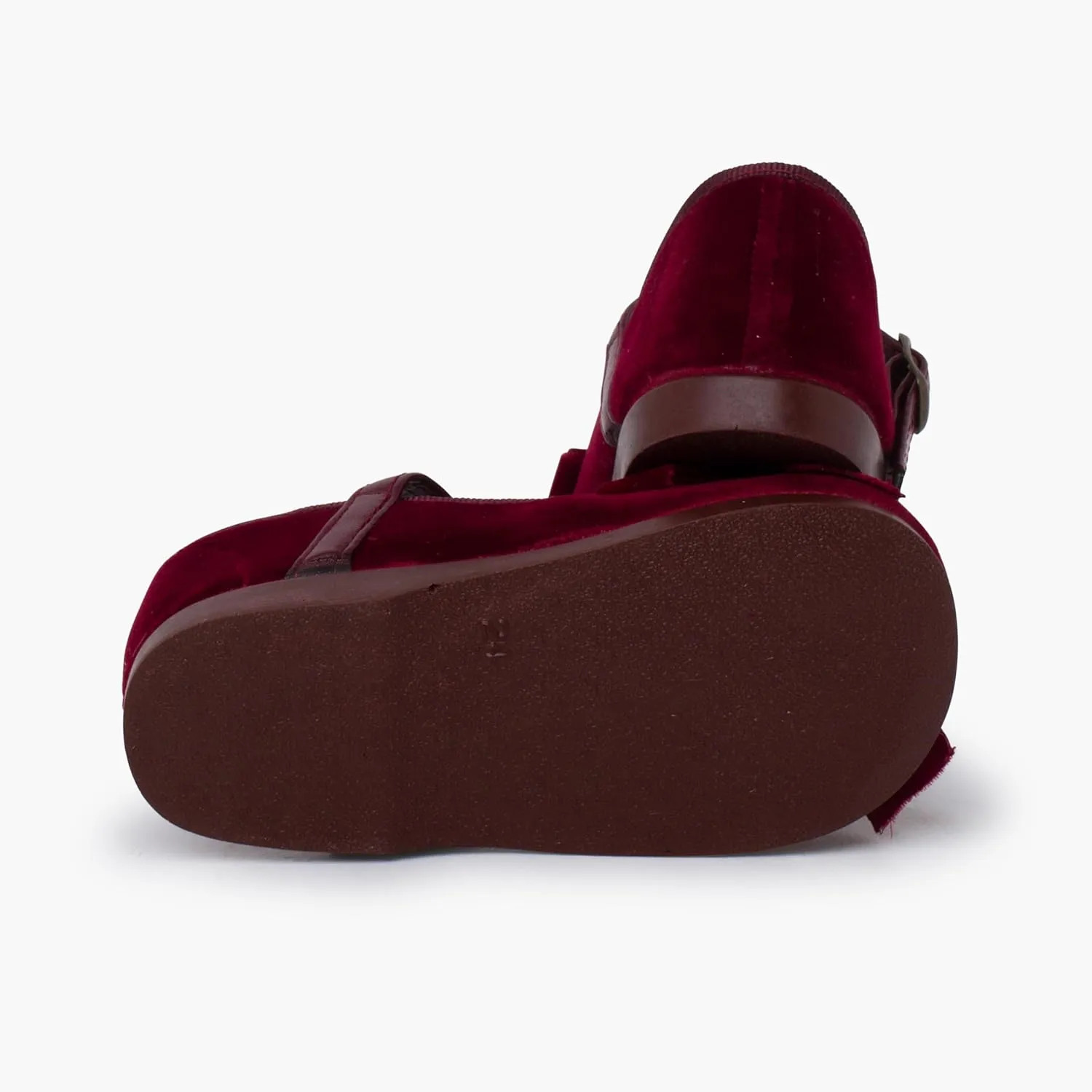 Mary Janes Leather-Type Strap Velvet Bow