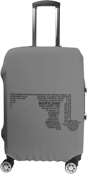 Maryland Art Map Funny Travel Luggage Case Cover Elastic Suitcase Protector Washable Baggage Covers Fits 19-32 Inch