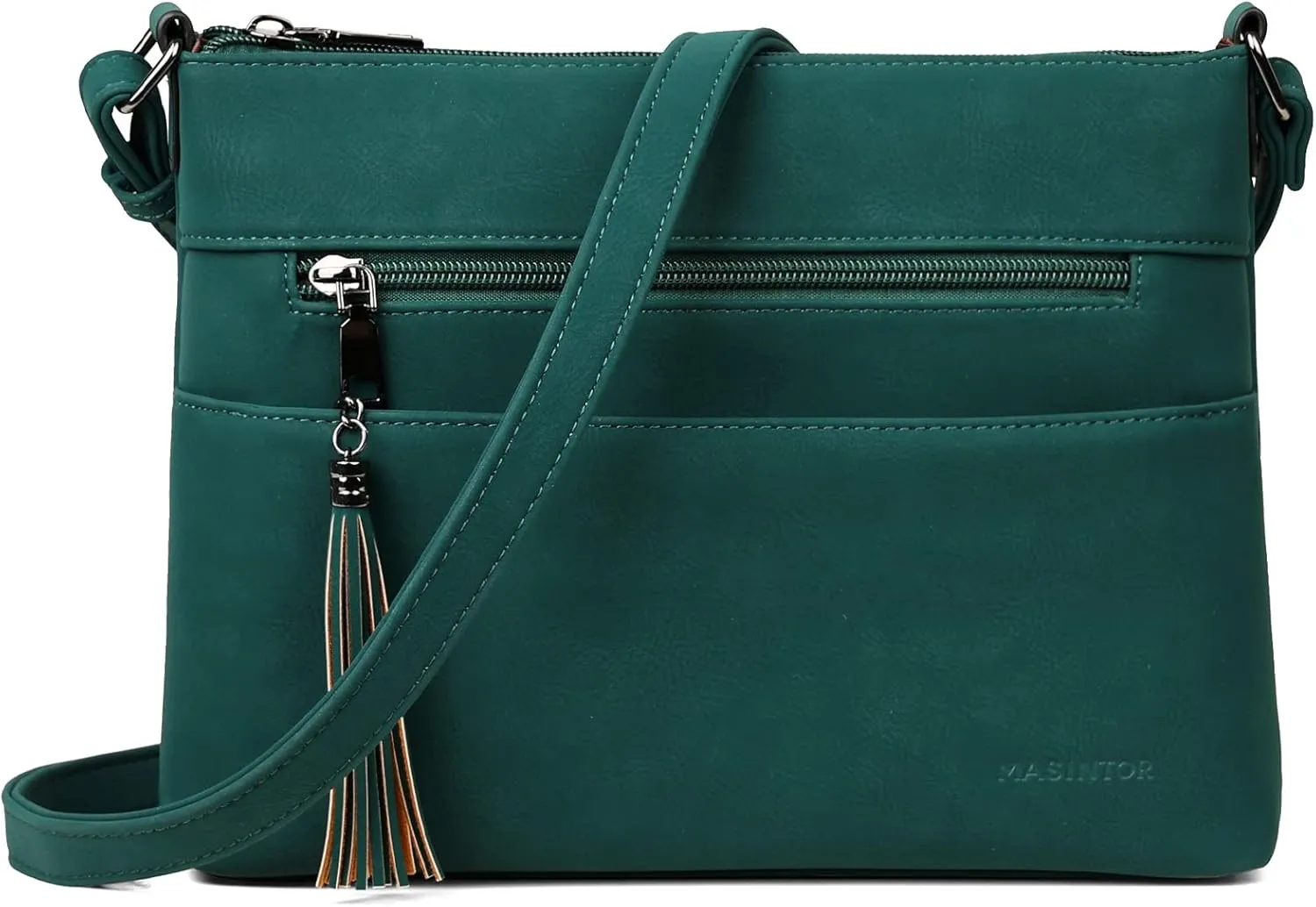 MASINTOR Crossbody Bags for Women, Lightweight Medium Crossbody Purse, Soft Leather Women's Shoulder Handbags with Tassel for Shopping or Travel