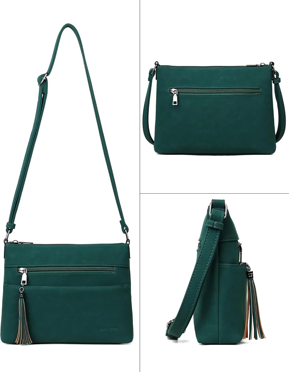 MASINTOR Crossbody Bags for Women, Lightweight Medium Crossbody Purse, Soft Leather Women's Shoulder Handbags with Tassel for Shopping or Travel