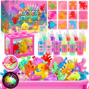 MDINGTD Aqua Water Gel Toy Kit for Kids, DIY Squishy Toys Art Crafts Kits with 12 Gels and 12 Molds, Make Your Own Creative Toys Party Favors Christmas Birthday Gifts for Kids Ages 4-12