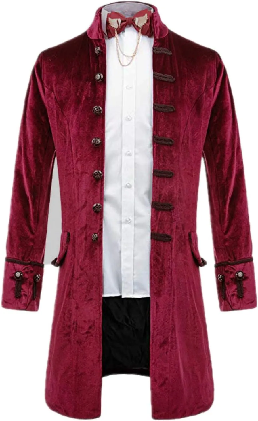 Mens Retro Velvet Victorian Steampunk Long Blazer Jacket Gothic Frock Coat JK003