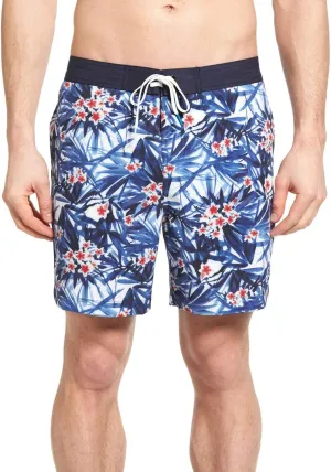 Men's Tropical Floral Print Board Shorts (Floral Print, Small)