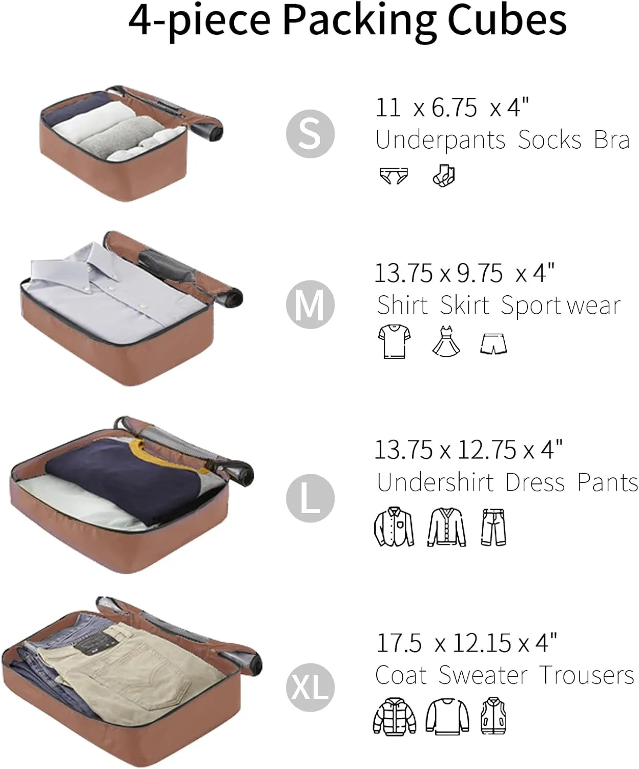 Merax Luggage 4Pc Hardshell Suitcase Sets for Travel, Cream, 16/20/24/28 Inch & 4 Packing Cubes