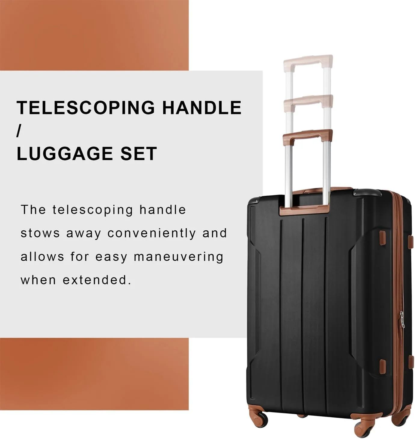 Merax Luggage Sets 2 Piece Suitcases with Wheels, Hardshell ABS Expandable and Lightweight, TSA Lock, Spinner Wheels, Carry On Luggage with Corner Guards (20 28 inch Black Brown)