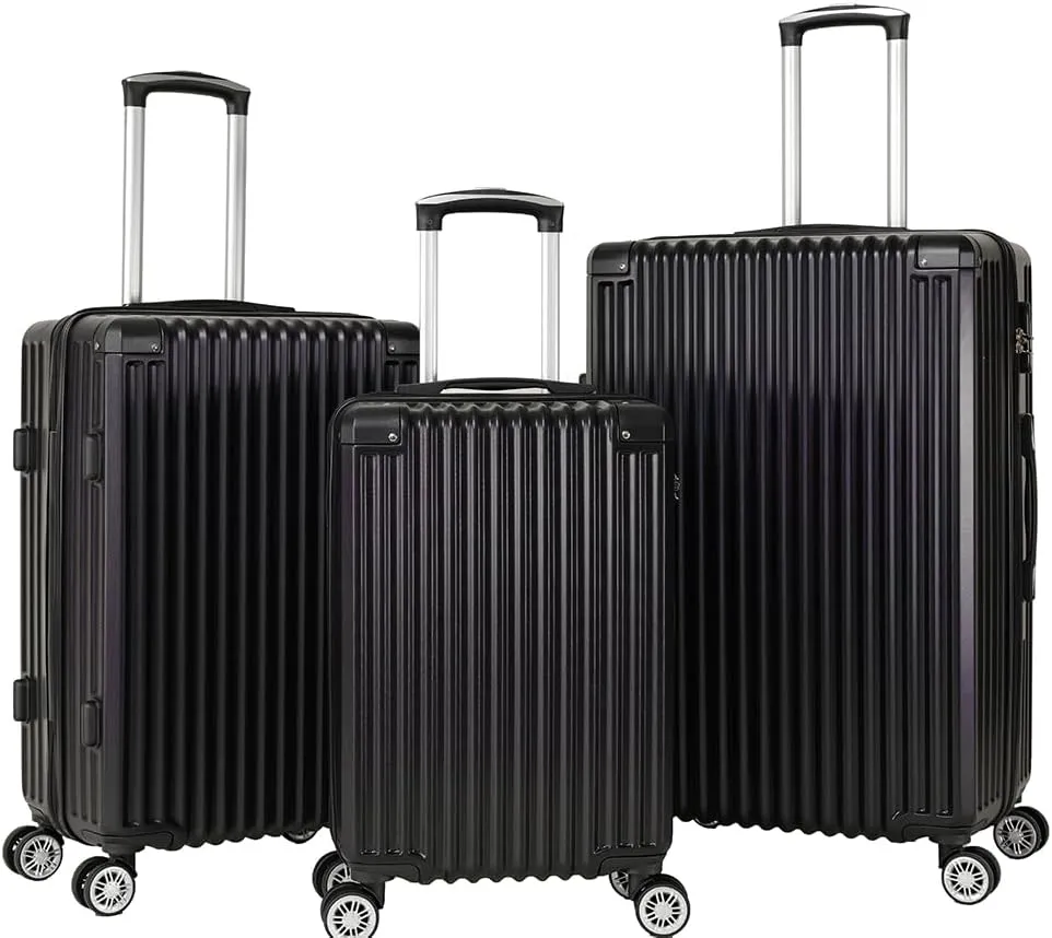 Merax Luggage Sets 3 Piece,20in Carry On Luggage,24in 28in Hardshell Suitcase Set,Luggage with Spinner Wheels,Suitcase for Men Women,Black-5