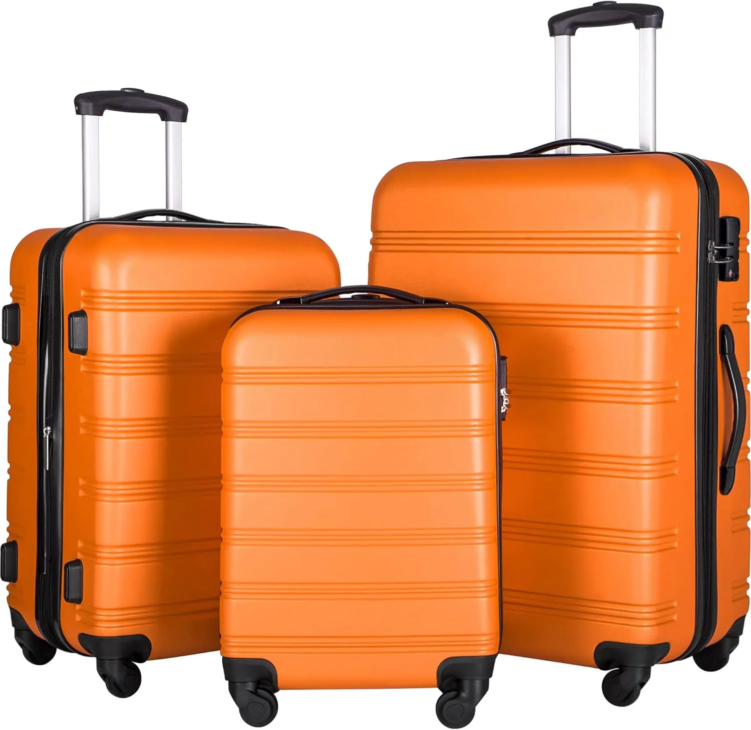 Merax Luggage Sets, Hardshell Luggage Sets 3 Piece 20" 24" 28" Luggages Hardside Spinner Suitcase with TSA Lock, Orange