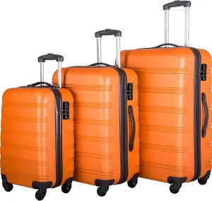 Merax Luggage Sets, Hardshell Luggage Sets 3 Piece 20" 24" 28" Luggages Hardside Spinner Suitcase with TSA Lock, Orange