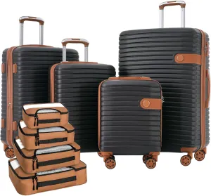 Merax Suitcase Hardshell Luggage Set Clearance for Women, Coffee Black, 16/20/24/28 Inch & 4 Packing Cubes