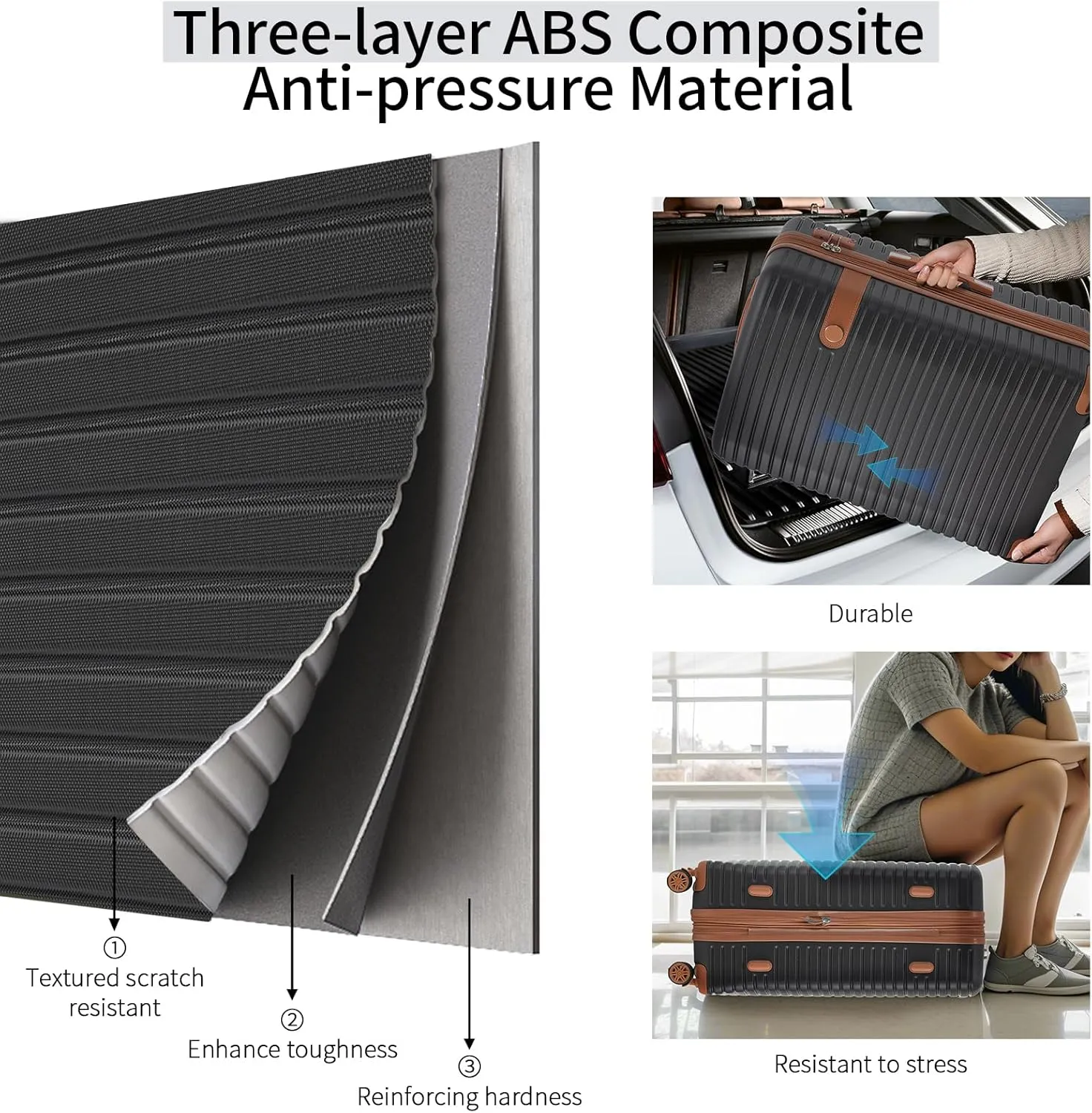 Merax Suitcase Hardshell Luggage Set Clearance for Women, Coffee Black, 16/20/24/28 Inch & 4 Packing Cubes