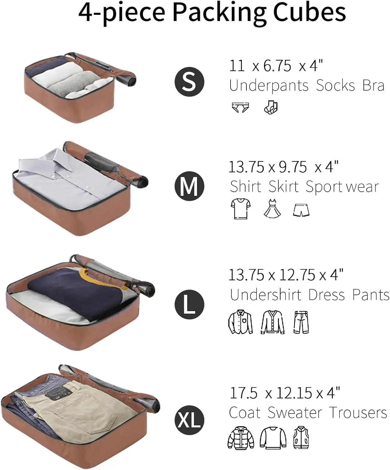 Merax Suitcase Hardshell Luggage Set Clearance for Women, Coffee Black, 16/20/24/28 Inch & 4 Packing Cubes