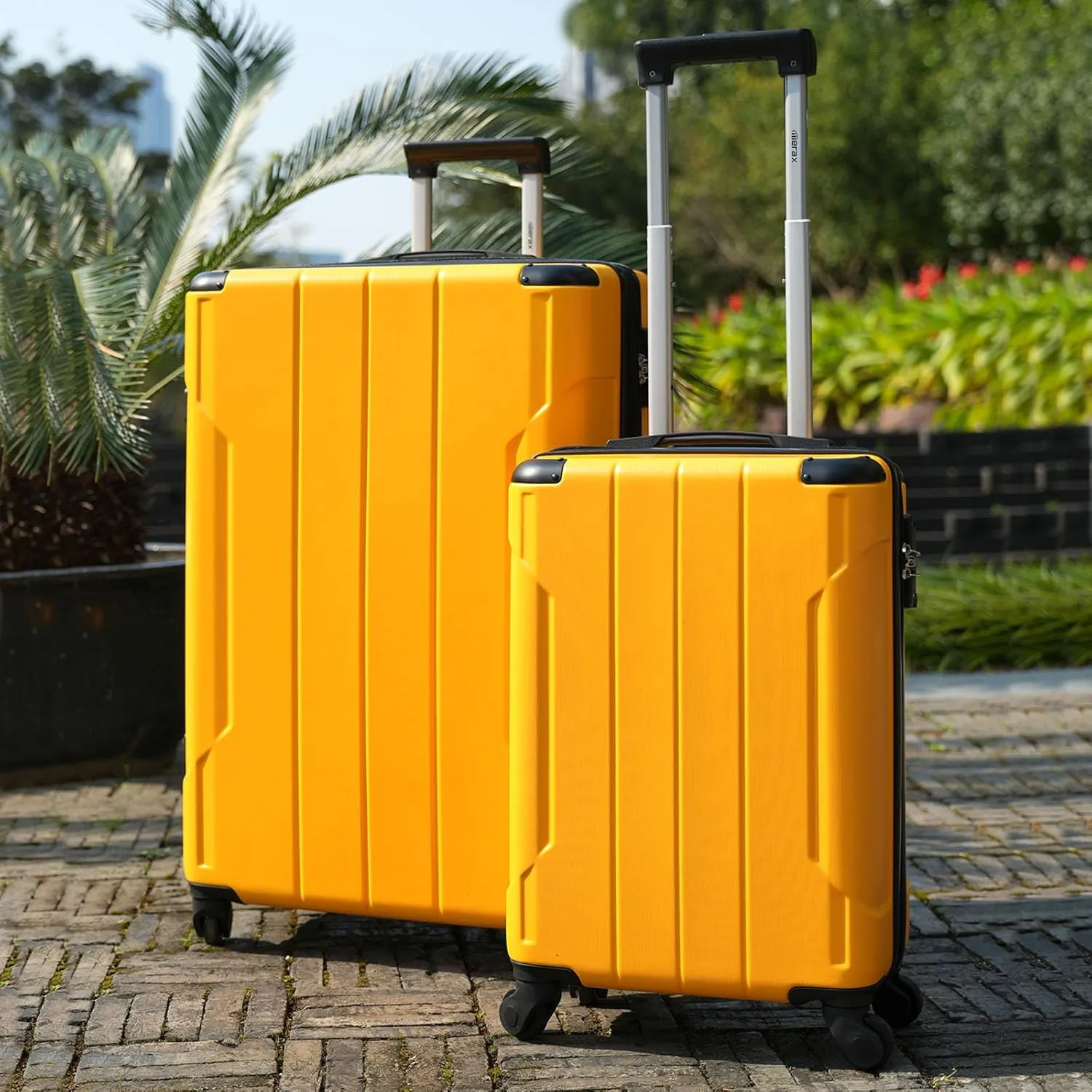 Merax Suitcases With Wheels Hardside Luggage Sets 3 Piece, Expandable And Lightweight, Travel Suitcases For Woman And Man (Yellow)
