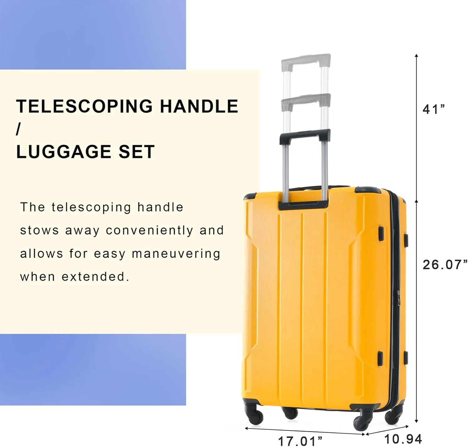 Merax Suitcases With Wheels Hardside Luggage Sets 3 Piece, Expandable And Lightweight, Travel Suitcases For Woman And Man (Yellow)