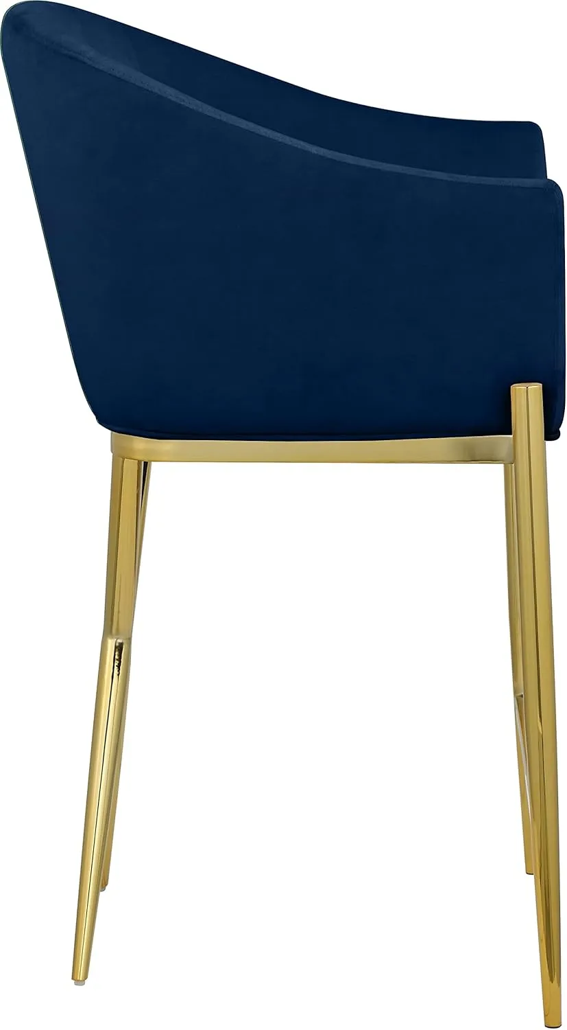 Meridian Furniture 867Navy-C Xavier Collection Velvet Upholstered Counter Stool with Sturdy Gold Metal Legs, Navy, 23.5" W x 22.5" D x 38" H