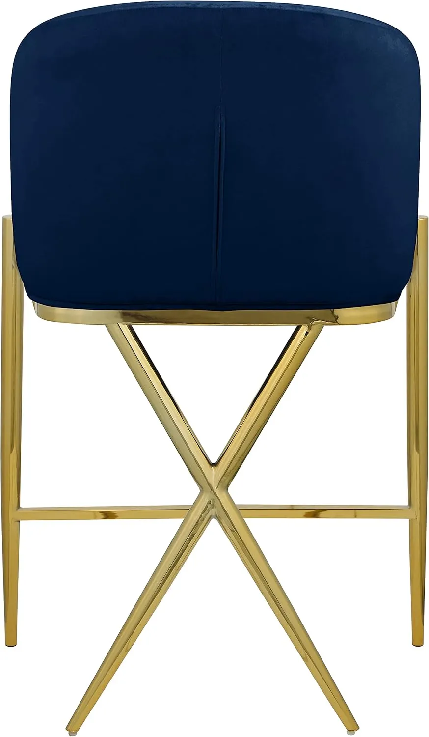 Meridian Furniture 867Navy-C Xavier Collection Velvet Upholstered Counter Stool with Sturdy Gold Metal Legs, Navy, 23.5" W x 22.5" D x 38" H